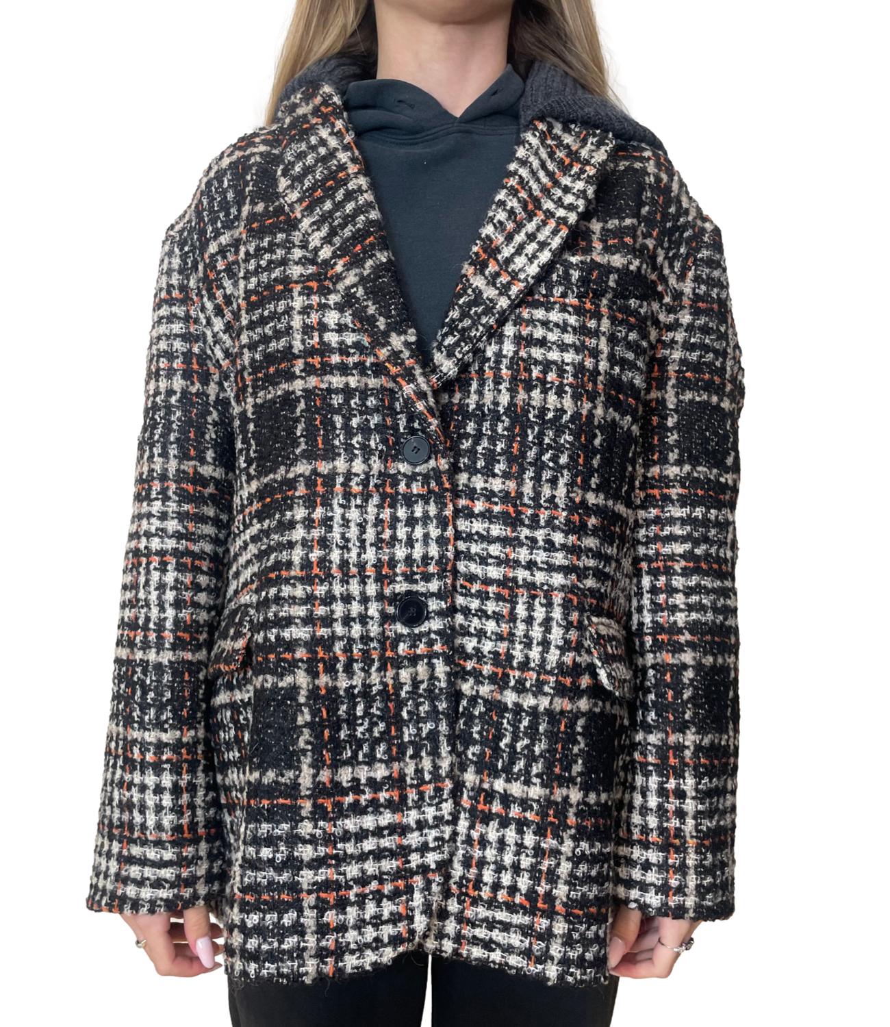 Vicolo Giacca Oversize Check Nero Donna