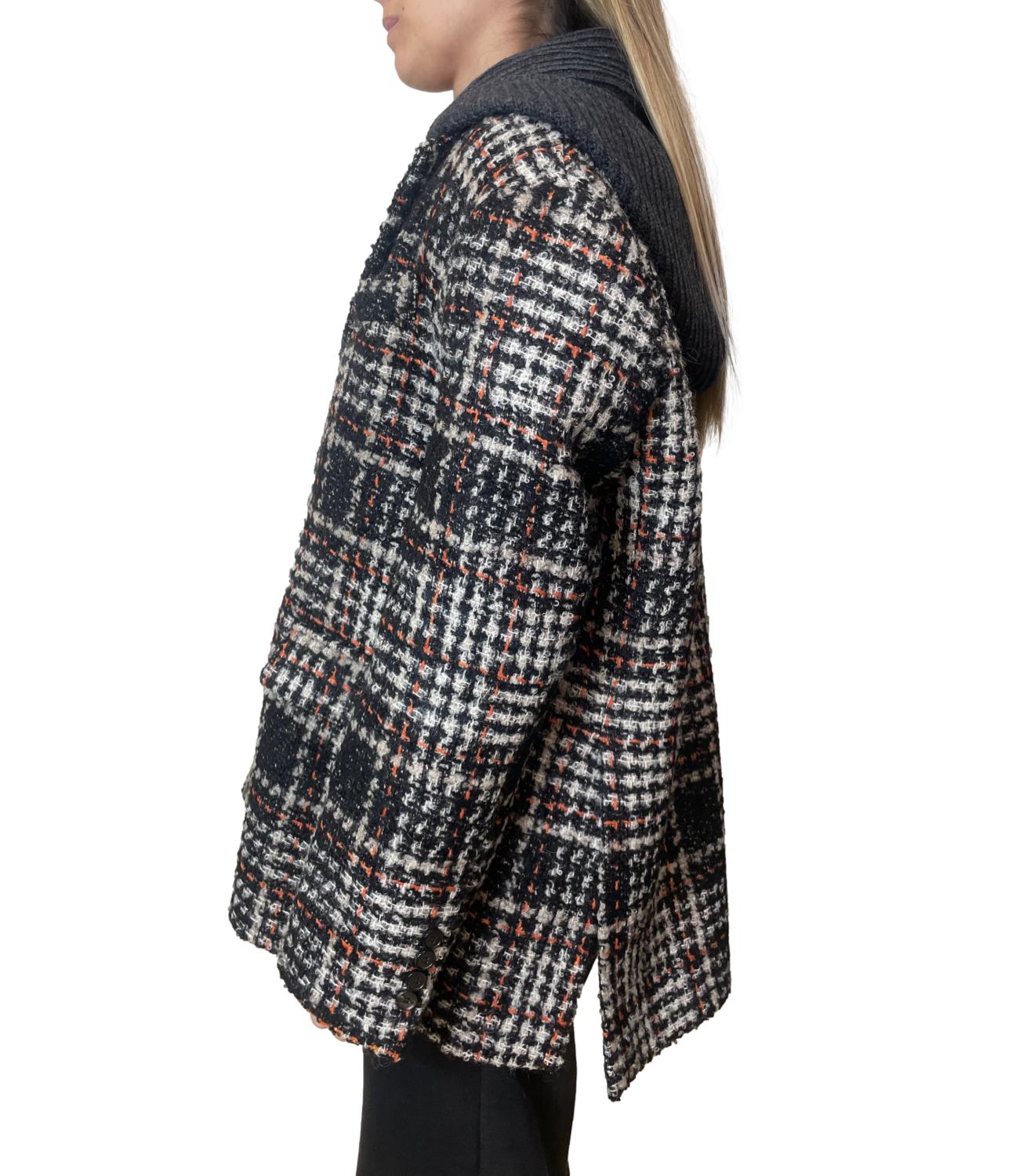 Vicolo Giacca Oversize Check Nero Donna