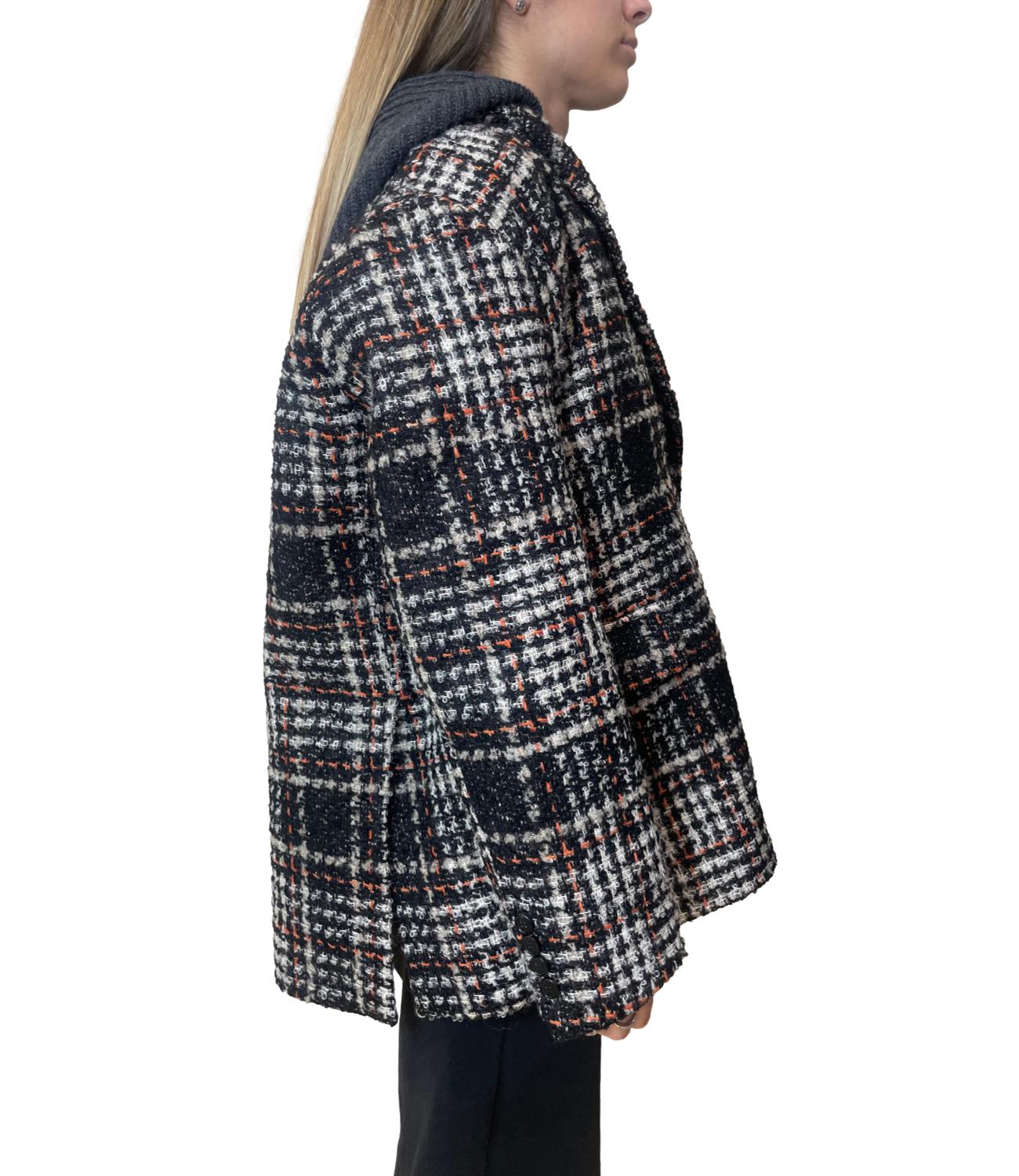 Vicolo Giacca Oversize Check Nero Donna