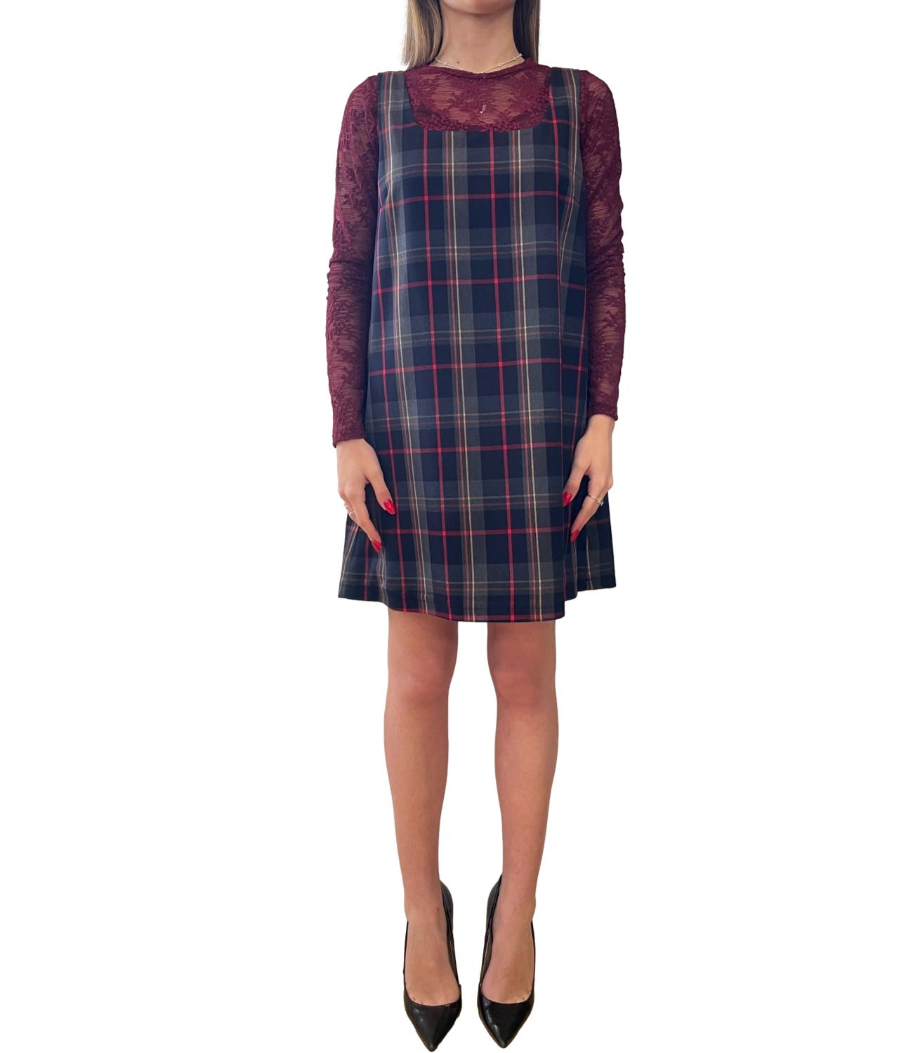 Vicolo Abito Tartan Multicolor Donna