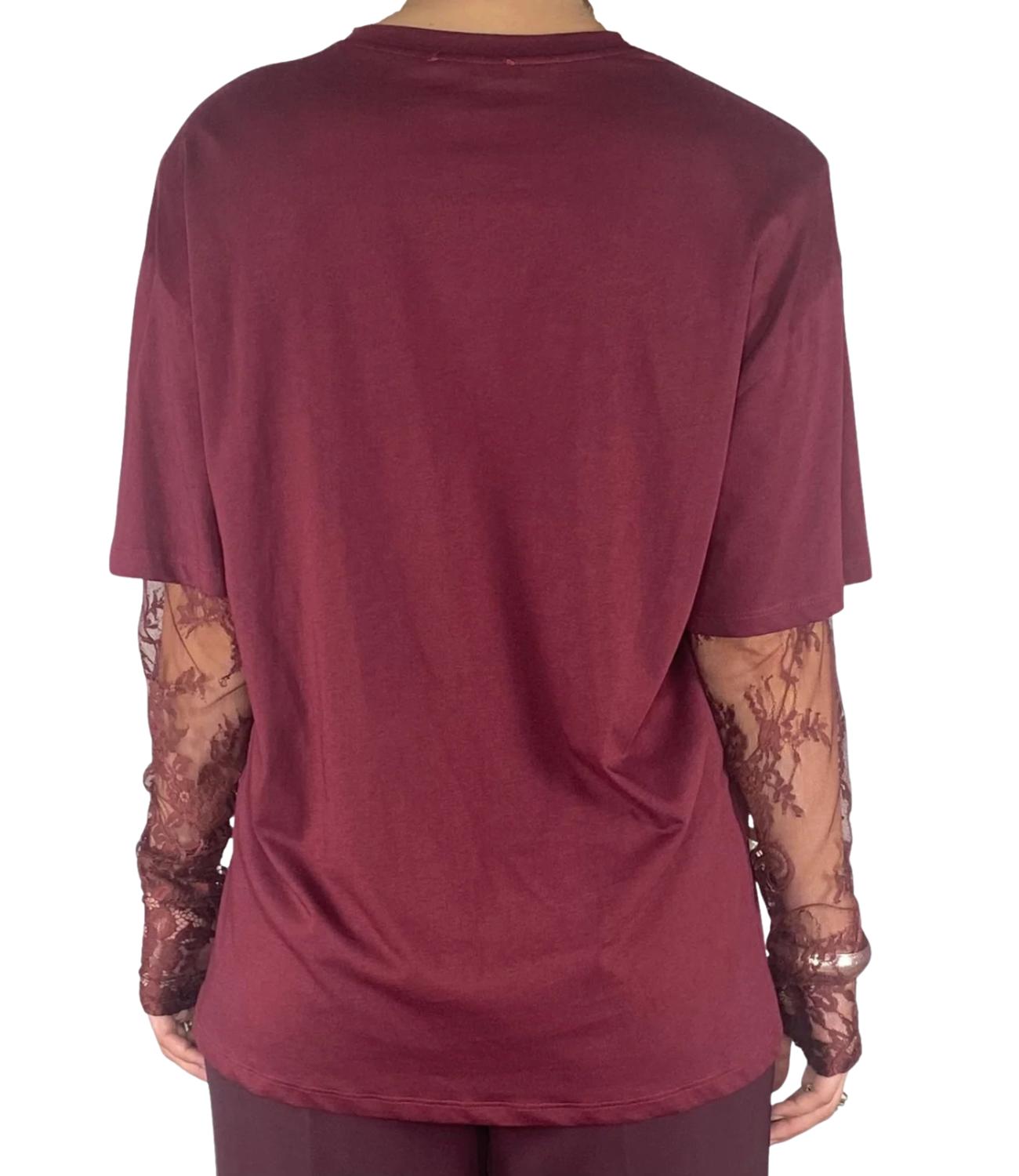 Vicolo T-shirt Pizzo Bordeaux Donna