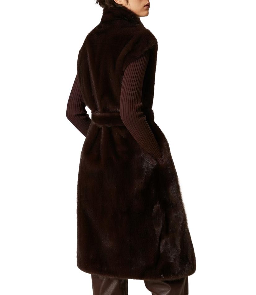 Actitude Twinset Gilet Chocolate Plum Donna
