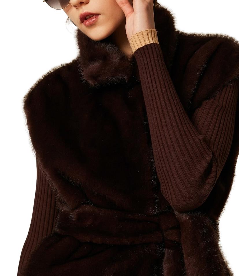 Actitude Twinset Gilet Chocolate Plum Donna