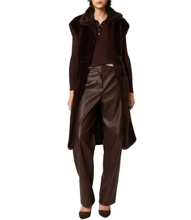 Actitude Twinset Gilet Chocolate Plum Donna