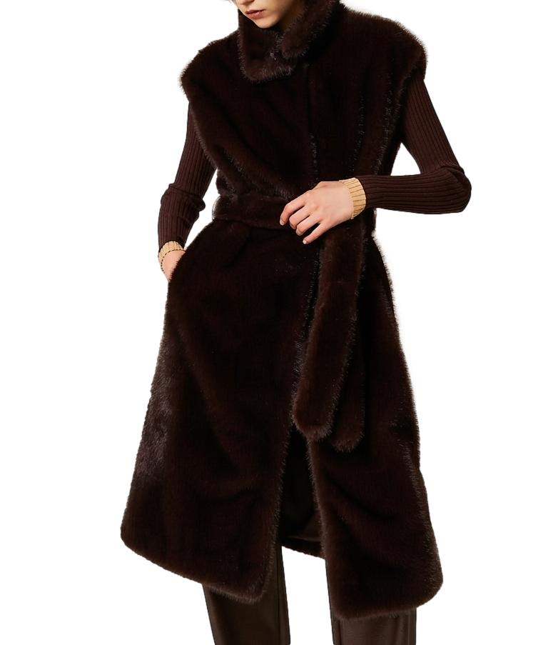 Actitude Twinset Gilet Chocolate Plum Donna