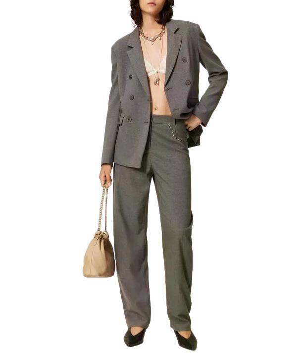Actitude Twinset Pantalone Grigio Medio Melange Donna