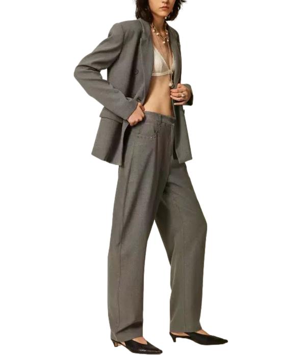 Actitude Twinset Pantalone Grigio Medio Melange Donna