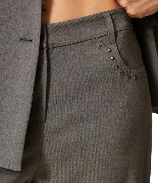 Actitude Twinset Pantalone Grigio Medio Melange Donna