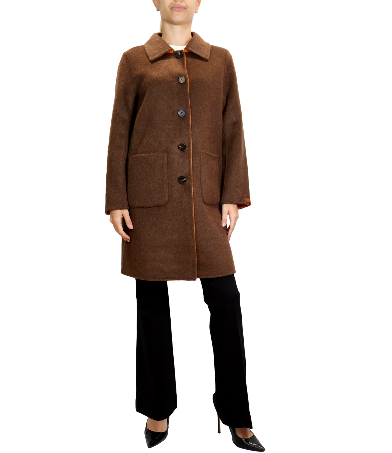 Alexs Bravo Giacca Lunga Reversibile Orange/Chocolate Donna