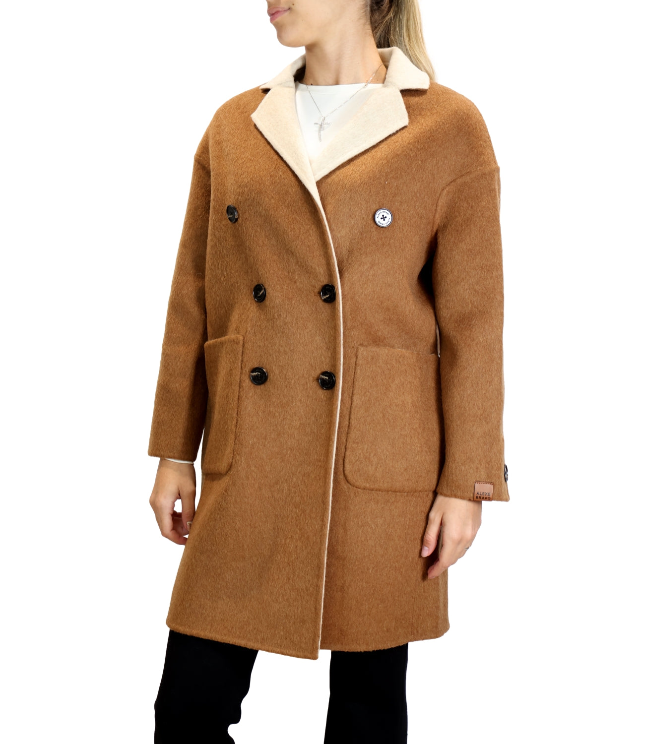 Alexs Bravo Giacca Lunga Reversibile Brown/Off White Donna