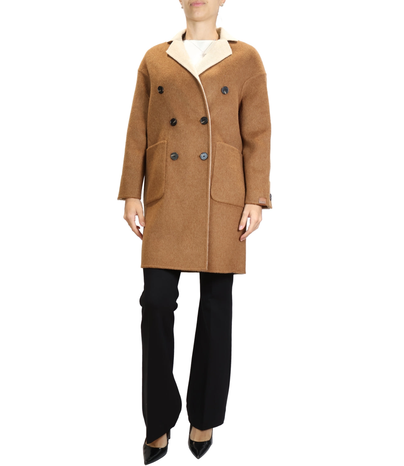 Alexs Bravo Giacca Lunga Reversibile Brown/Off White Donna