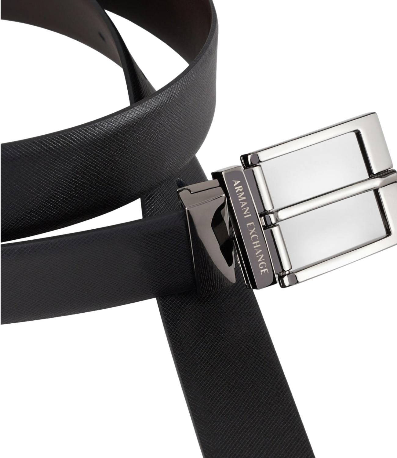 Armani Exchange Cintura reversibile in pelle black/brown uomo