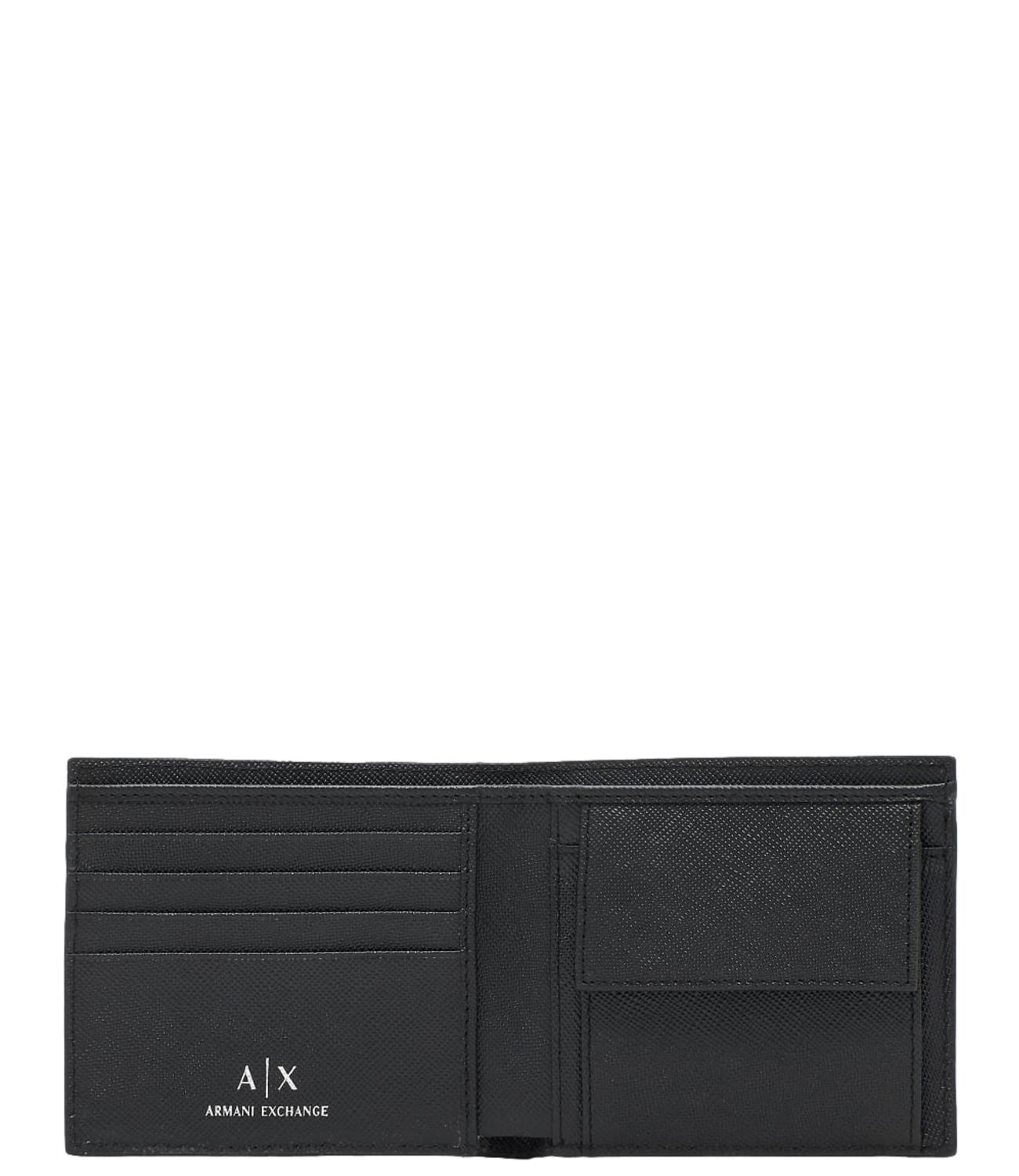 Portafogli Armani Exchange uomo nero con patch metallo