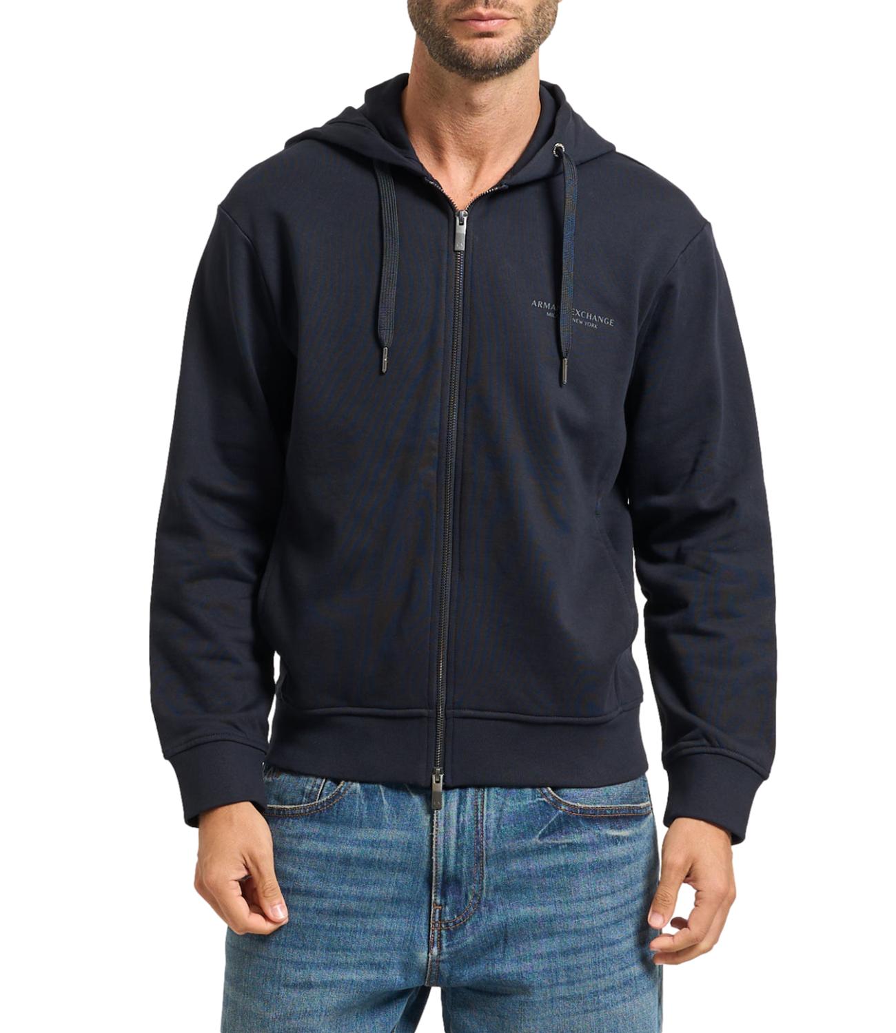 Armani Exchange felpa con zip e cappuccio deep navy uomo