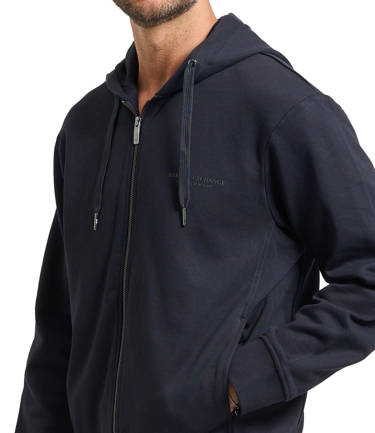 Armani Exchange felpa con zip e cappuccio deep navy uomo