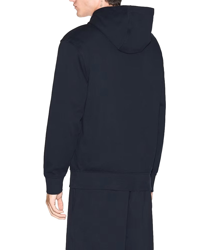 Armani Exchange felpa con cappuccio e logo blu navy uomo