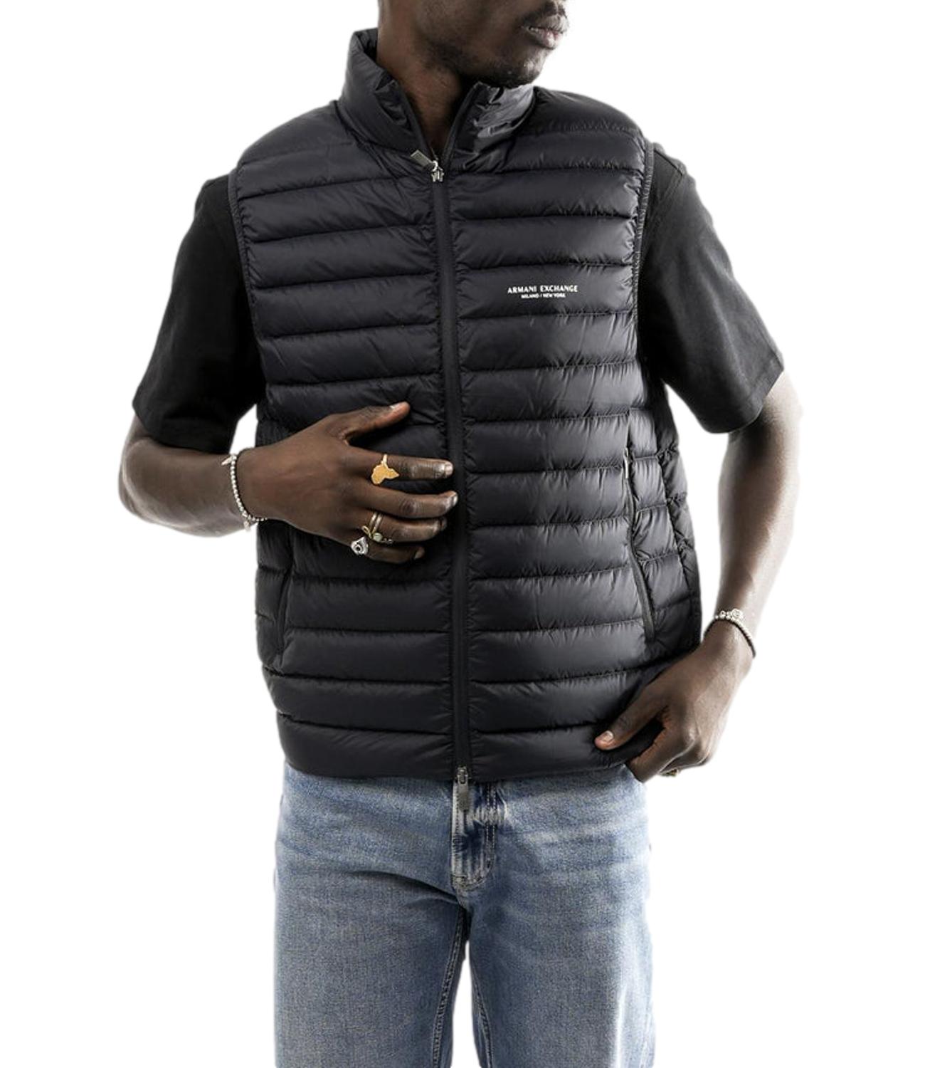 Armani Exchange gilet imbottito logo uomo deep navy