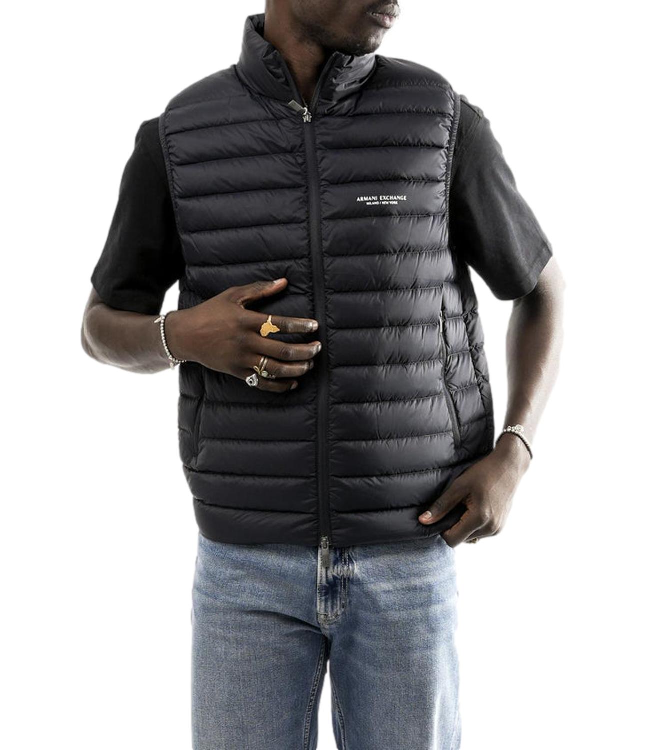 Armani Exchange gilet imbottito logo uomo deep navy
