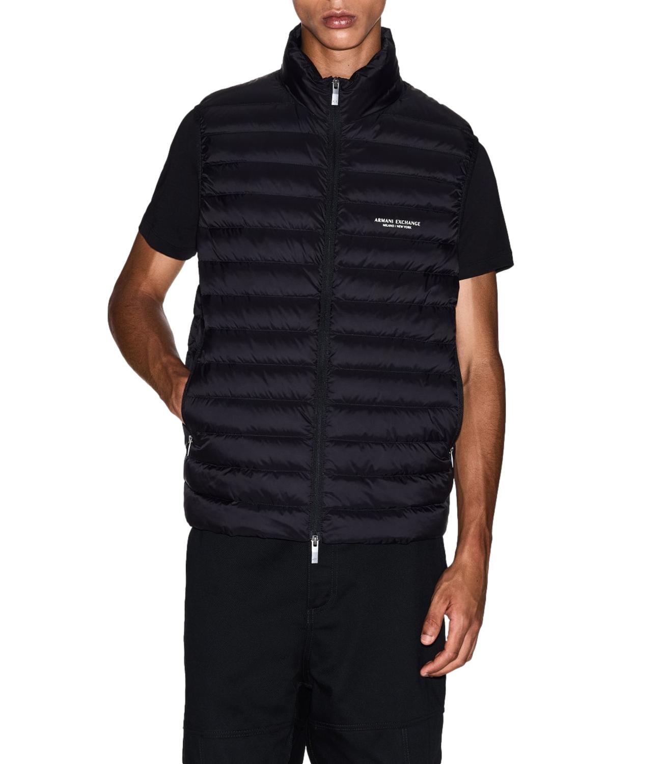 Armani Exchange gilet imbottito logo uomo nero