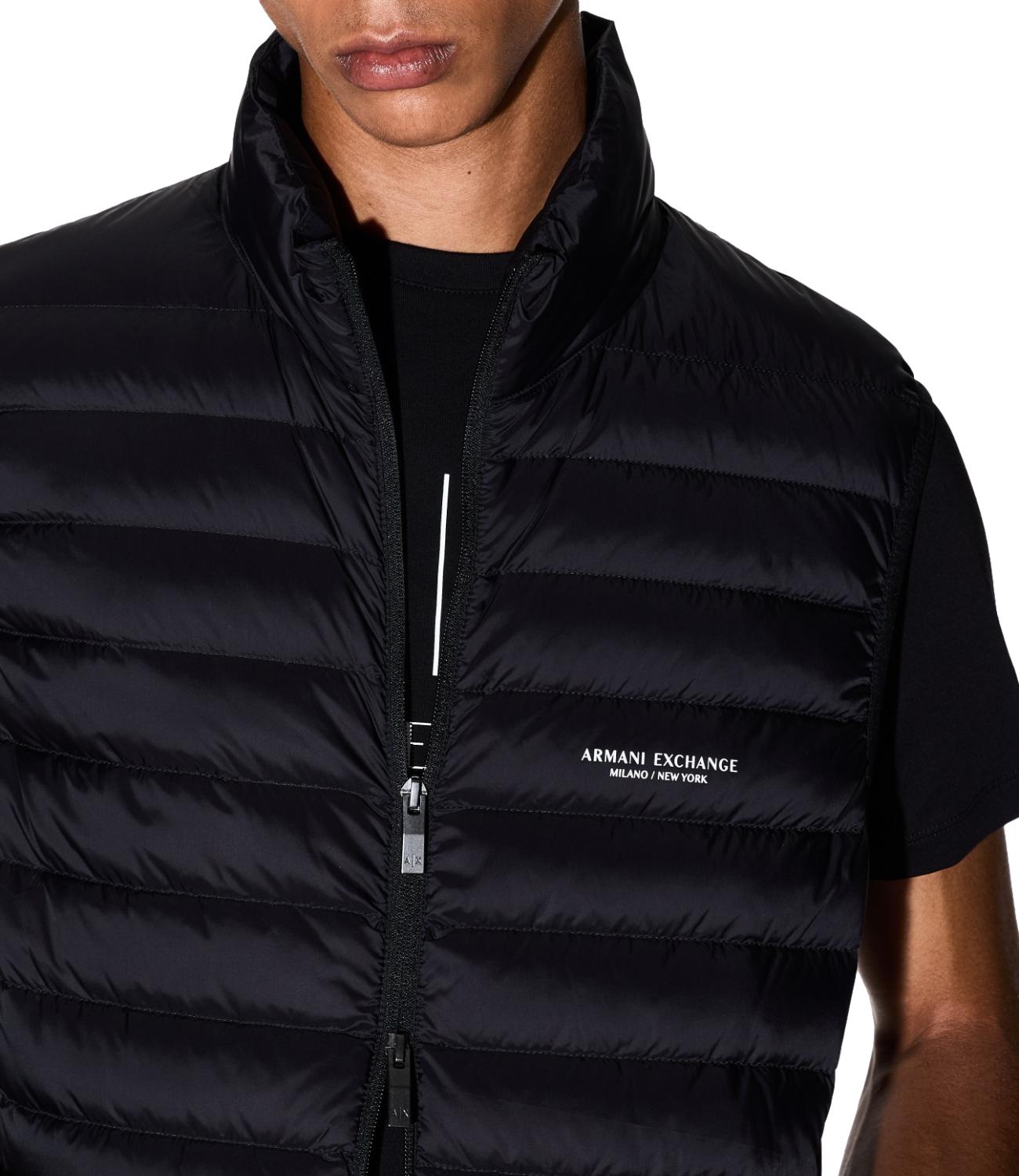 Armani Exchange gilet imbottito logo uomo nero
