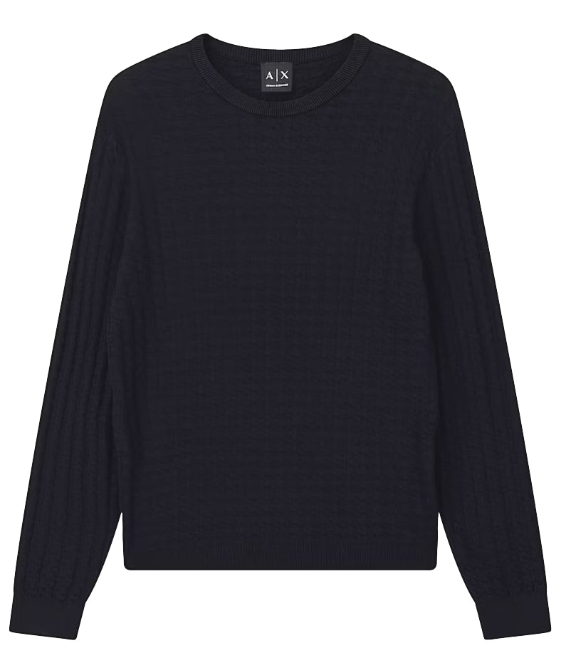 Armani Exchange maglioncino girocollo blu navy uomo