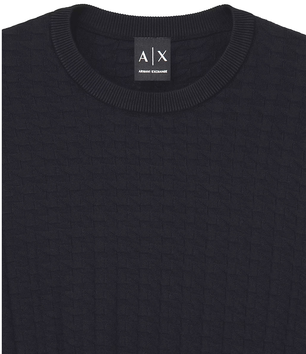 Armani Exchange maglioncino girocollo blu navy uomo