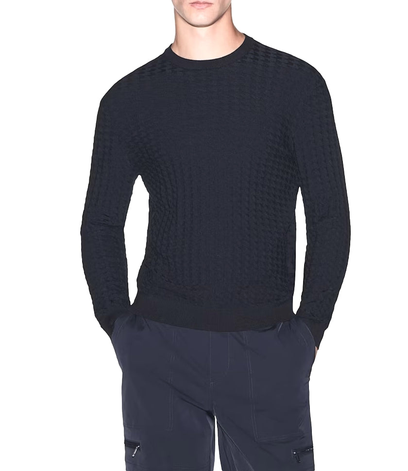 Armani Exchange maglioncino girocollo blu navy uomo