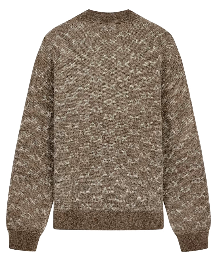 Armani Exchange Pullover girocollo logo marrone uomo