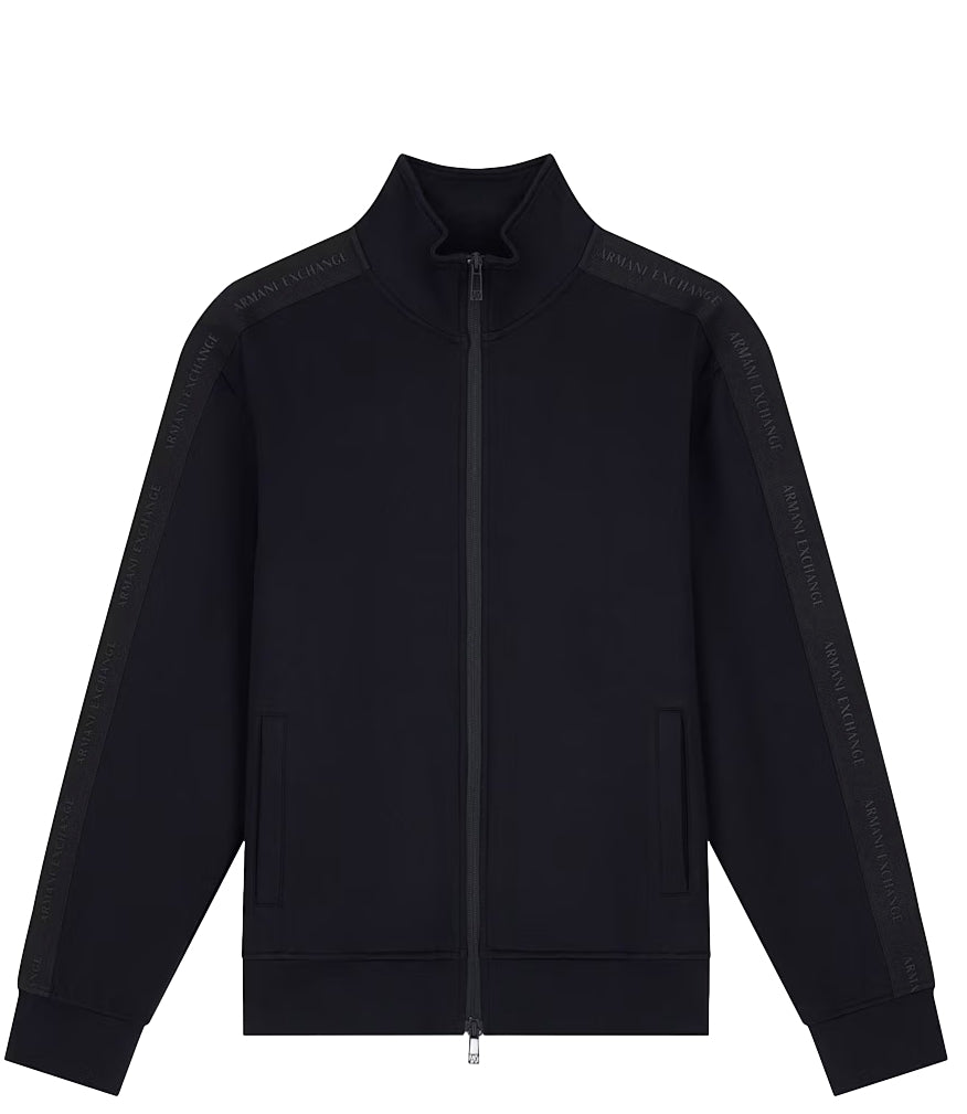 Armani Exchange Felpa con zip in cotone strech nero uomo