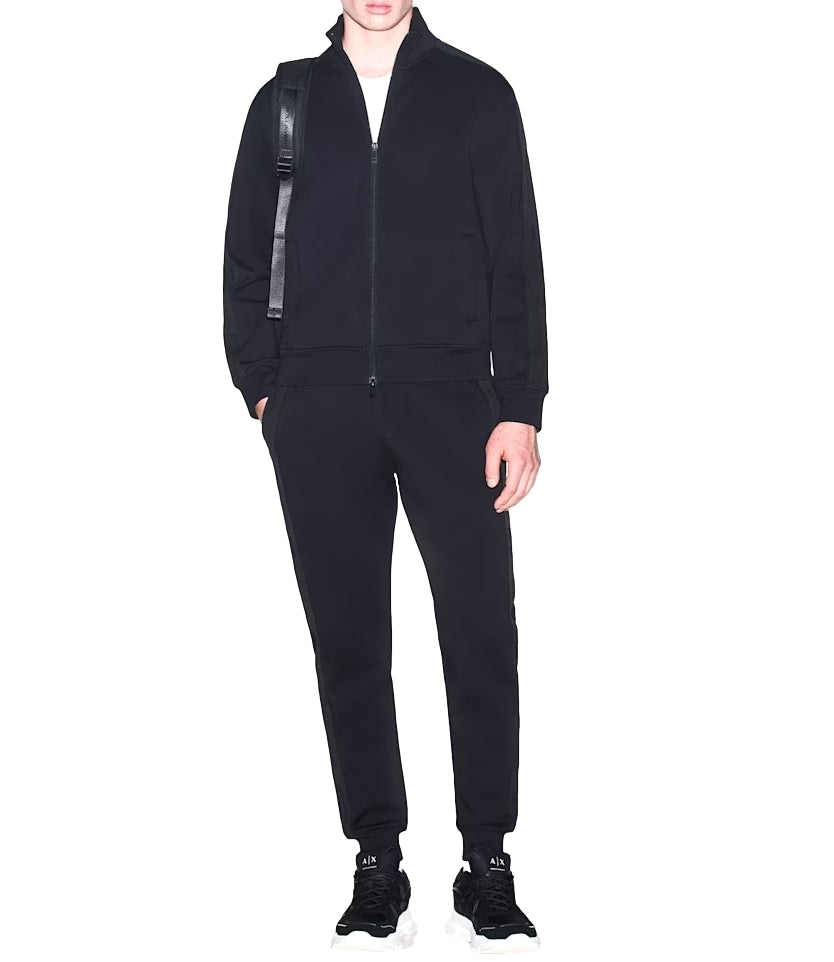 Armani Exchange Felpa con zip in cotone strech nero uomo