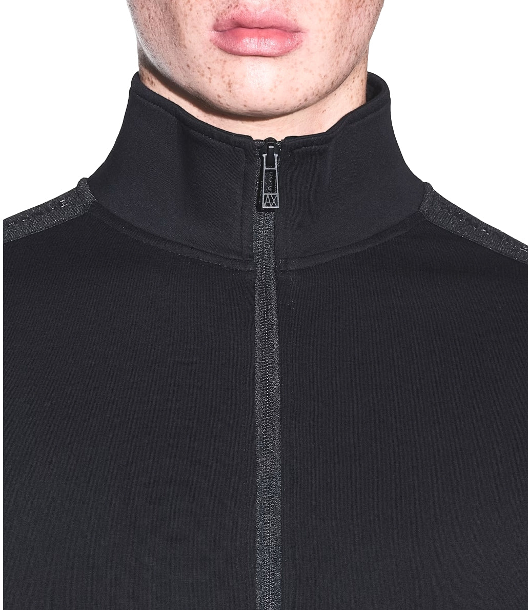 Armani Exchange Felpa con zip in cotone strech nero uomo