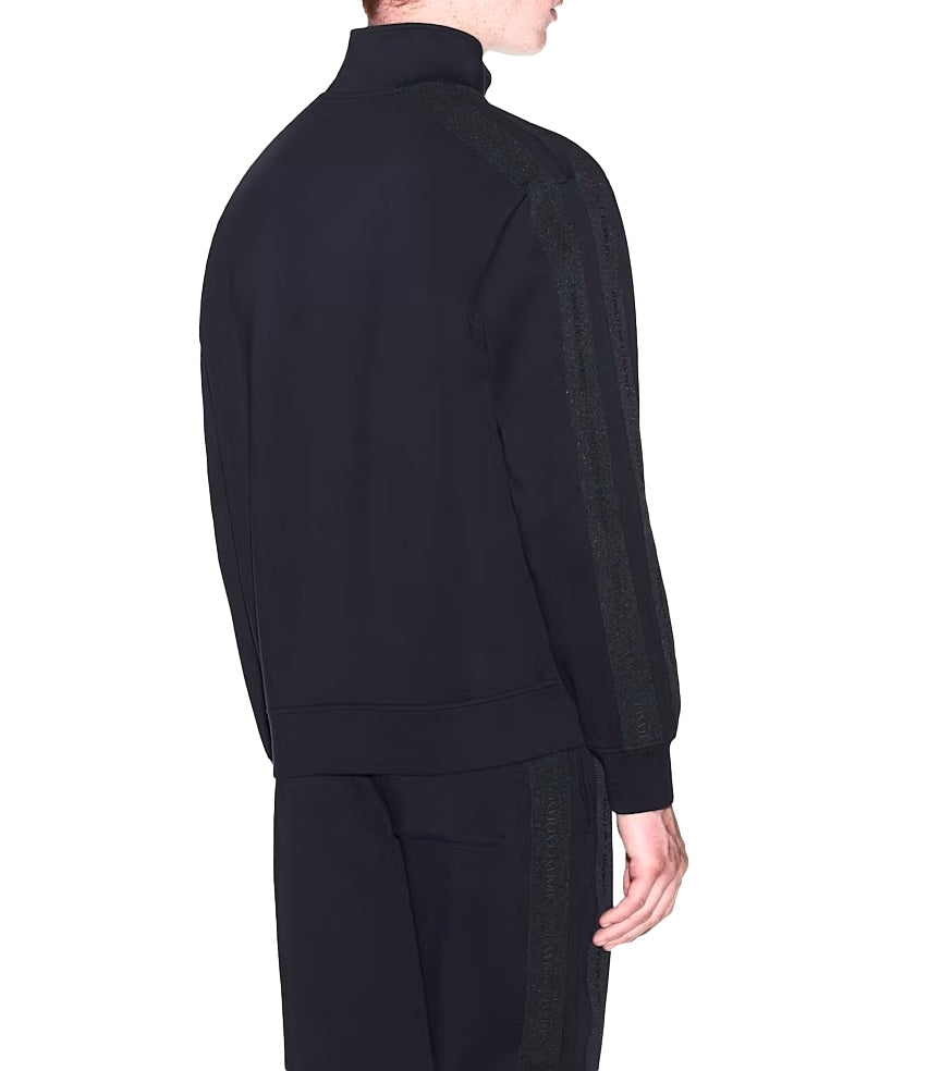 Armani Exchange Felpa con zip in cotone strech nero uomo