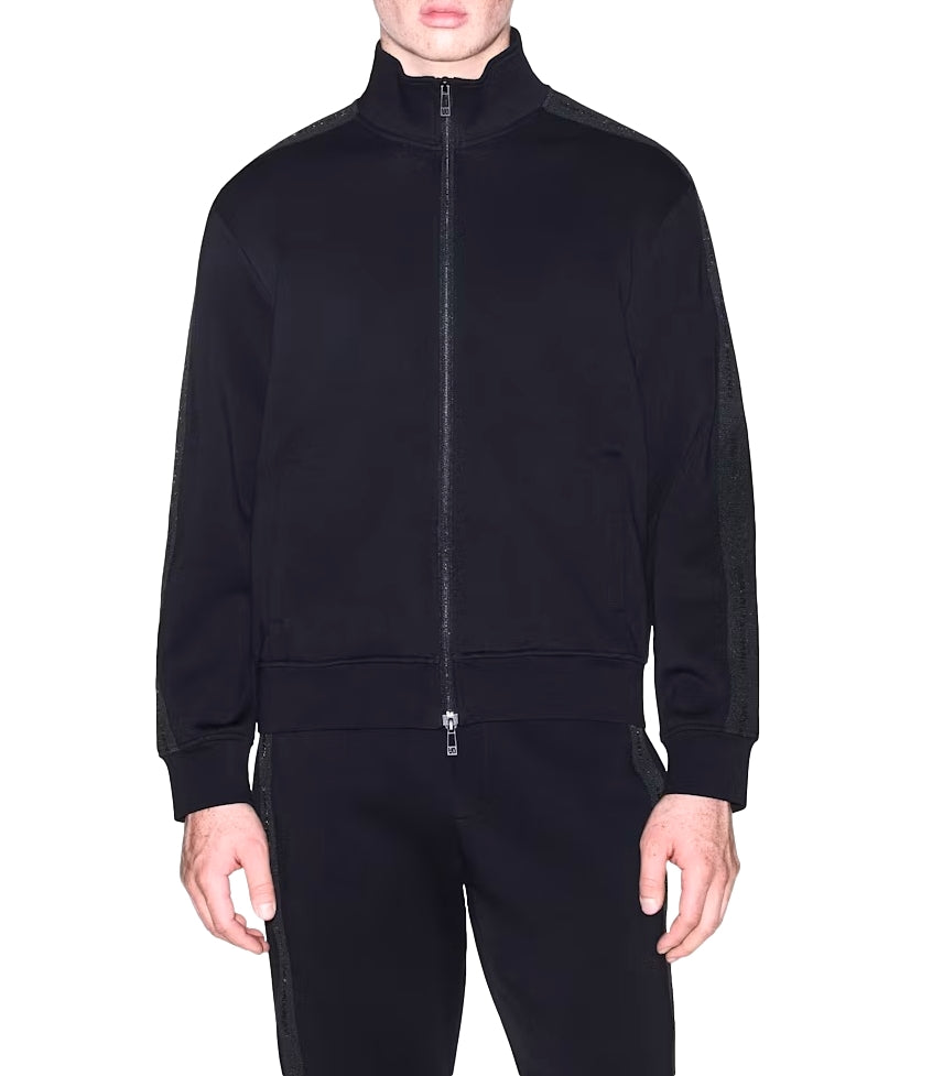Armani Exchange Felpa con zip in cotone strech nero uomo