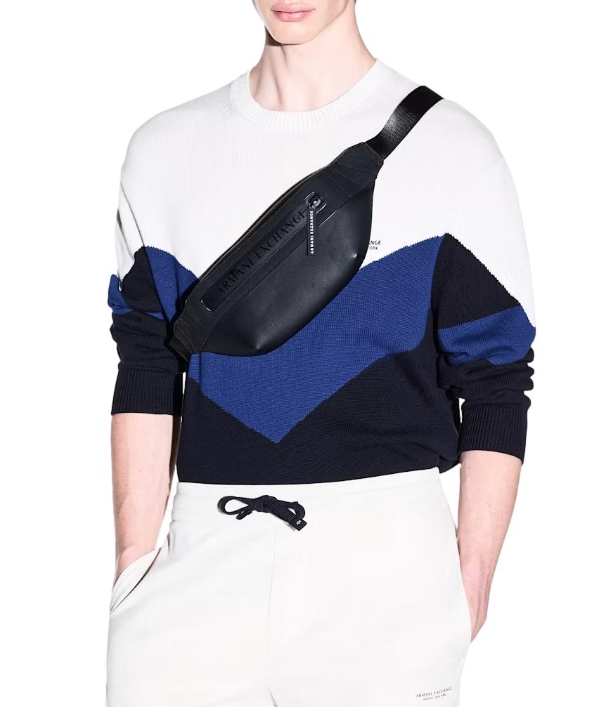 Armani Exchange marsupio da uomo nero similpelle