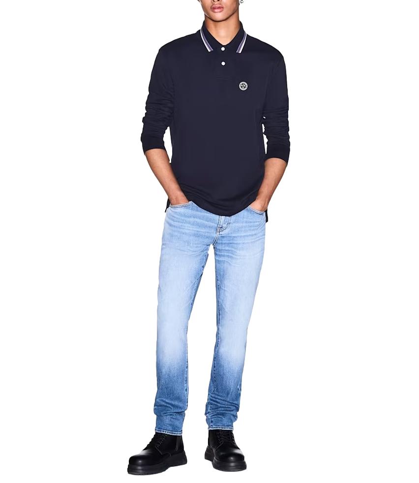 Armani Exchange maglia polo blu uomo