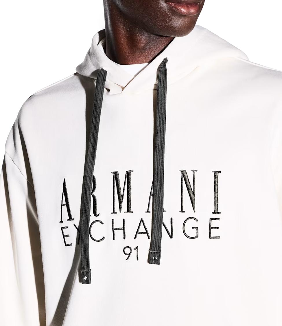 Armani Exchange felpa con cappuccio bianco beige uomo