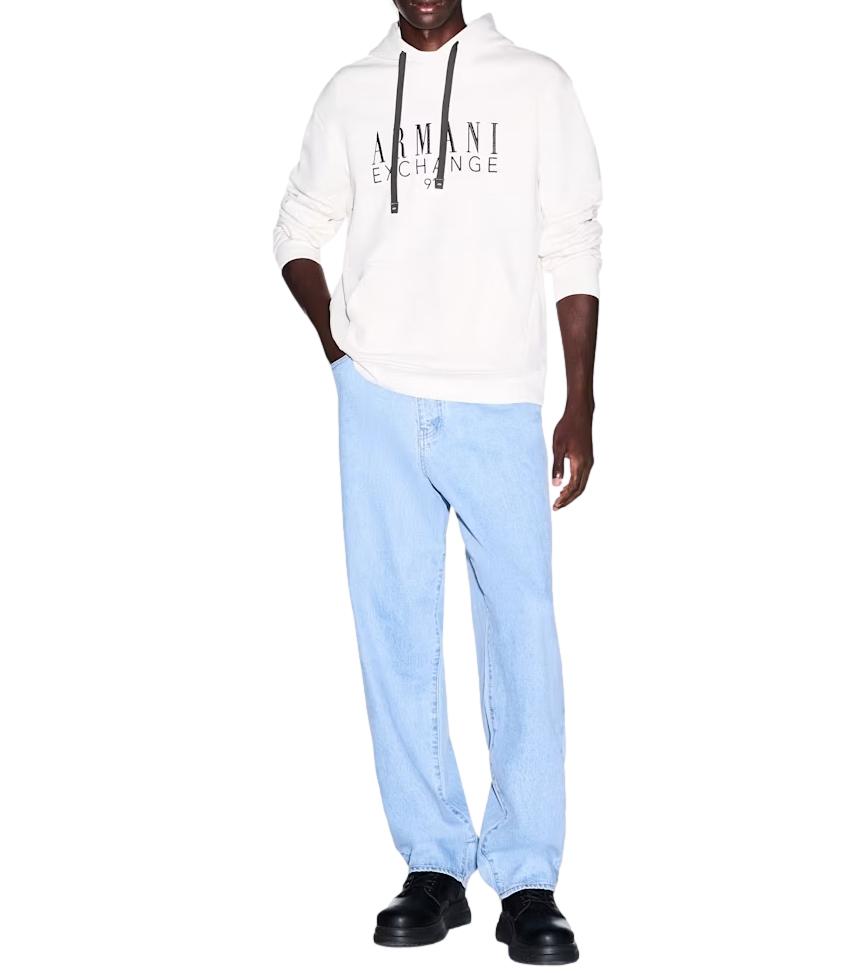 Armani Exchange felpa con cappuccio bianco beige uomo