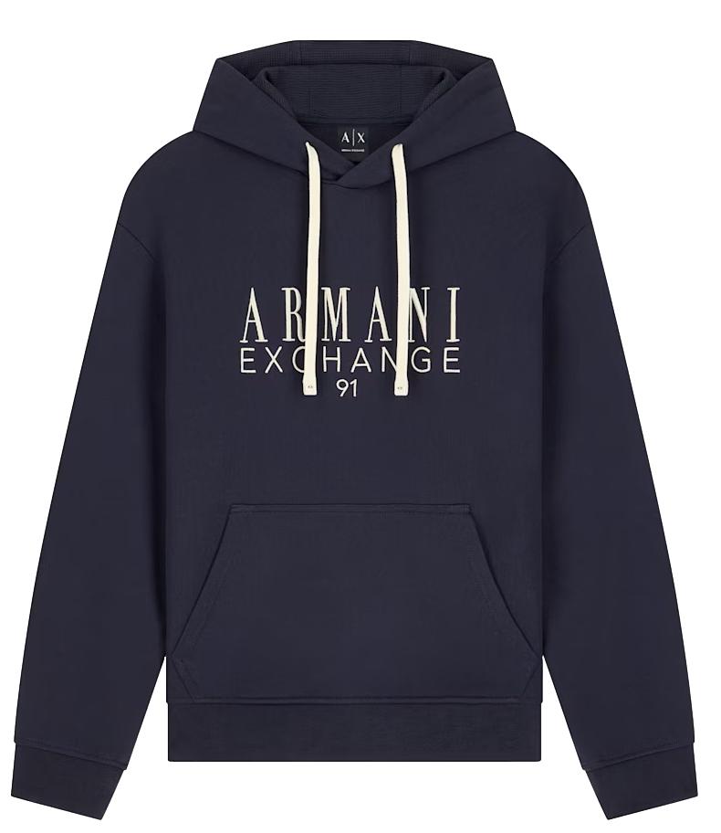 Armani Exchange felpa con cappuccio blu uomo