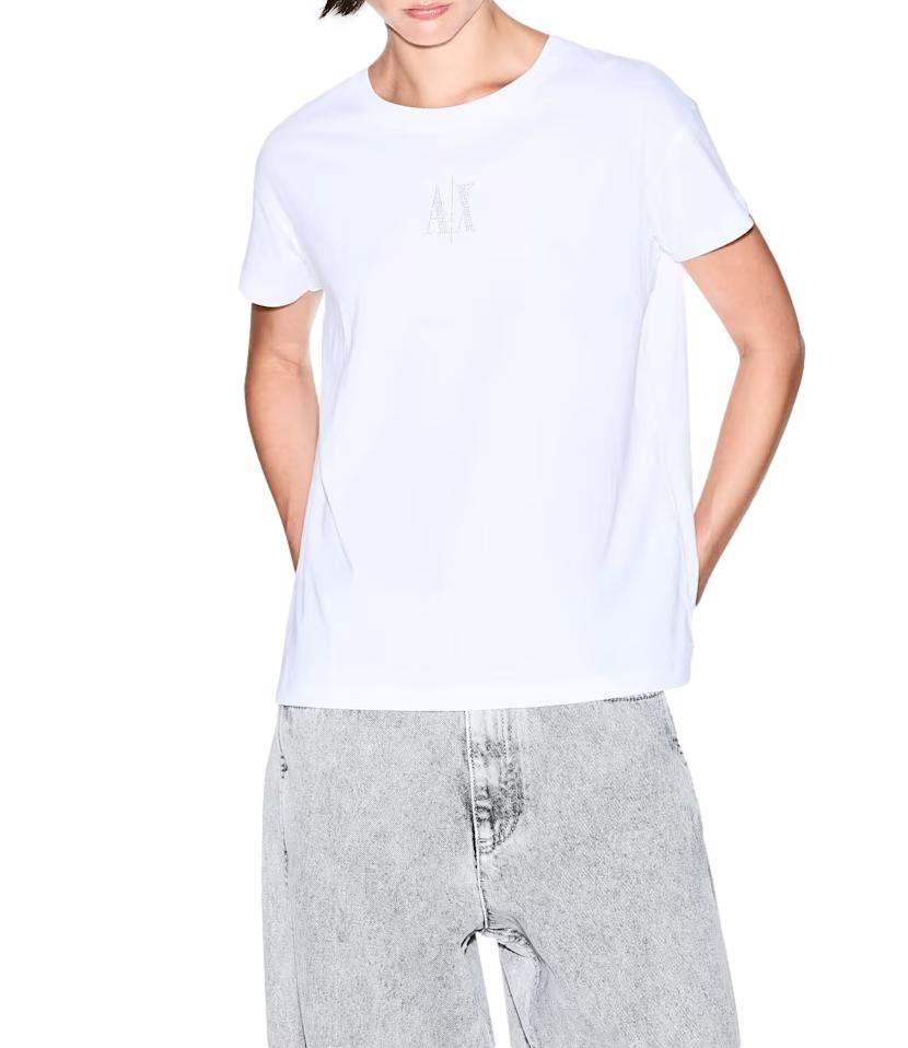 Armani Exchange T-Shirt da donna optic white in cotone