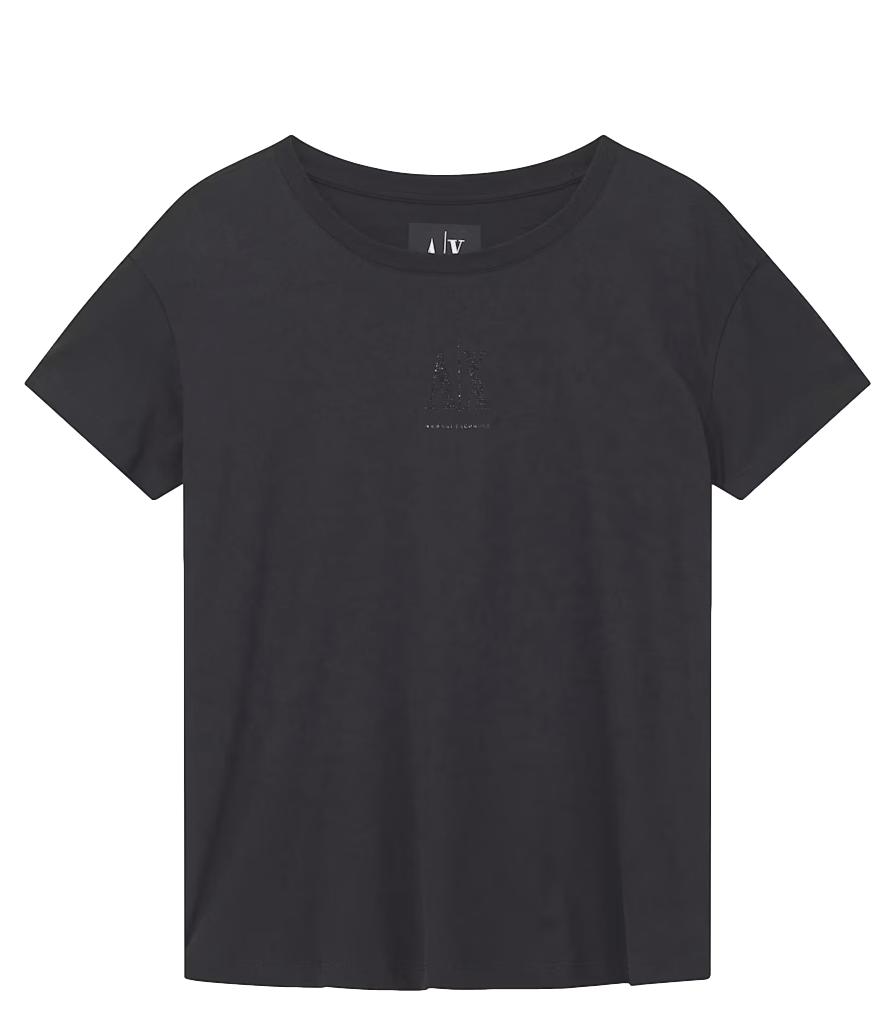 Armani Exchange T-Shirt da donna nera in cotone