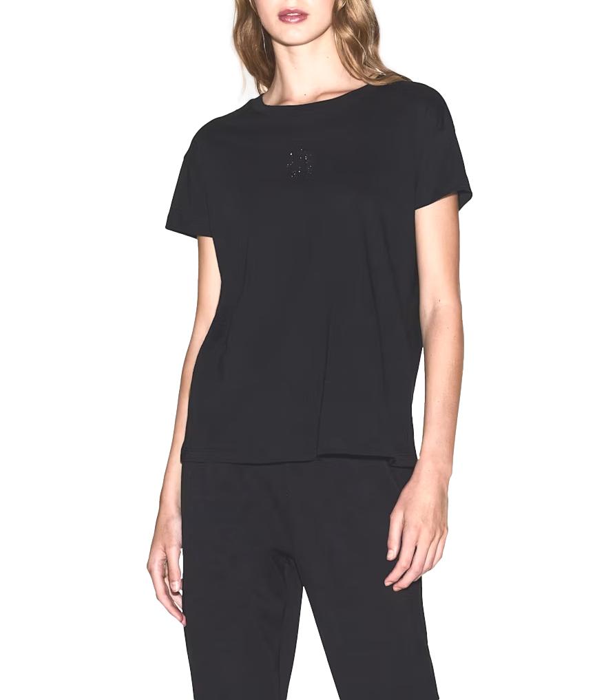 Armani Exchange T-Shirt da donna nera in cotone