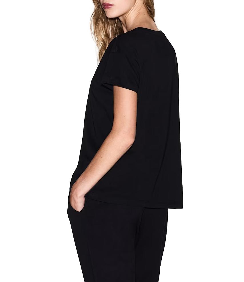 Armani Exchange T-Shirt da donna nera in cotone