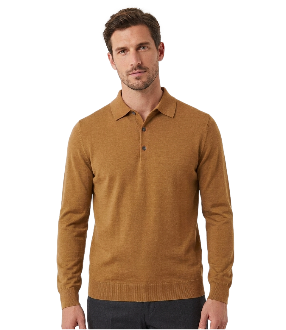 AT.P.CO. Polo manica lunga marrone tabacco