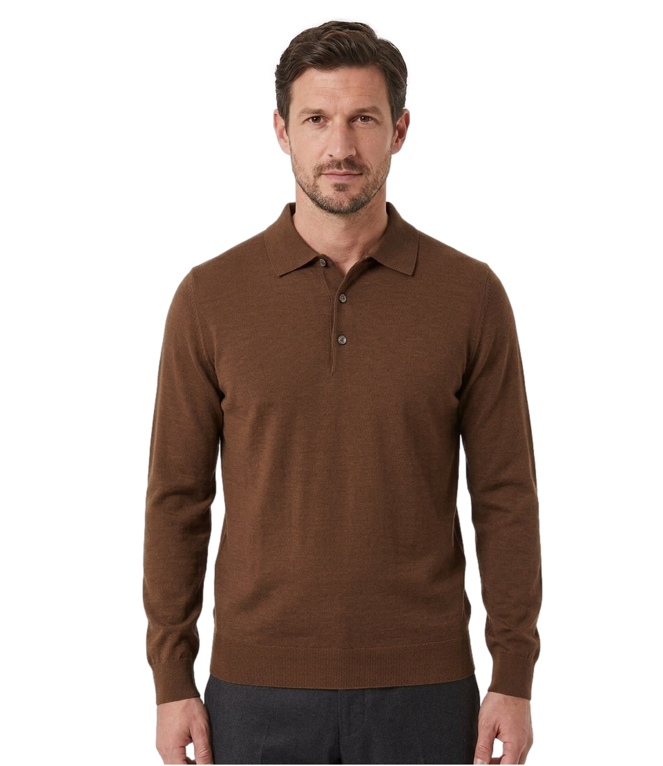 AT.P.CO. Polo manica lunga marrone cacao
