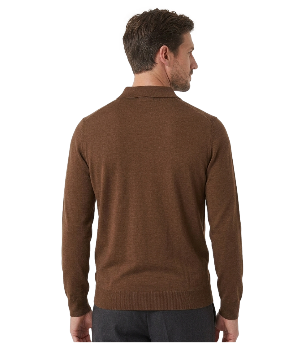 AT.P.CO. Polo manica lunga marrone cacao