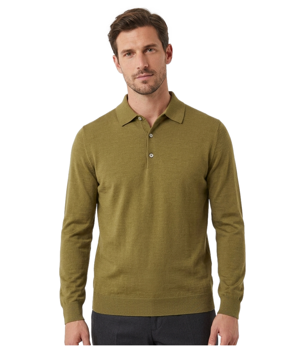 AT.P.CO. Polo manica lunga verde chiaro bosco