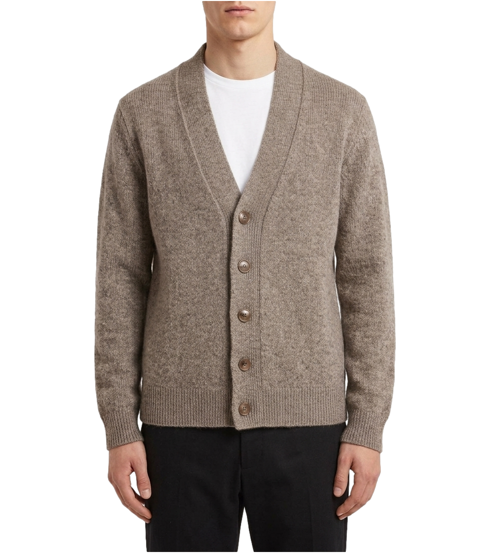 Cardigan atpco lambswool grigio melange raw hero