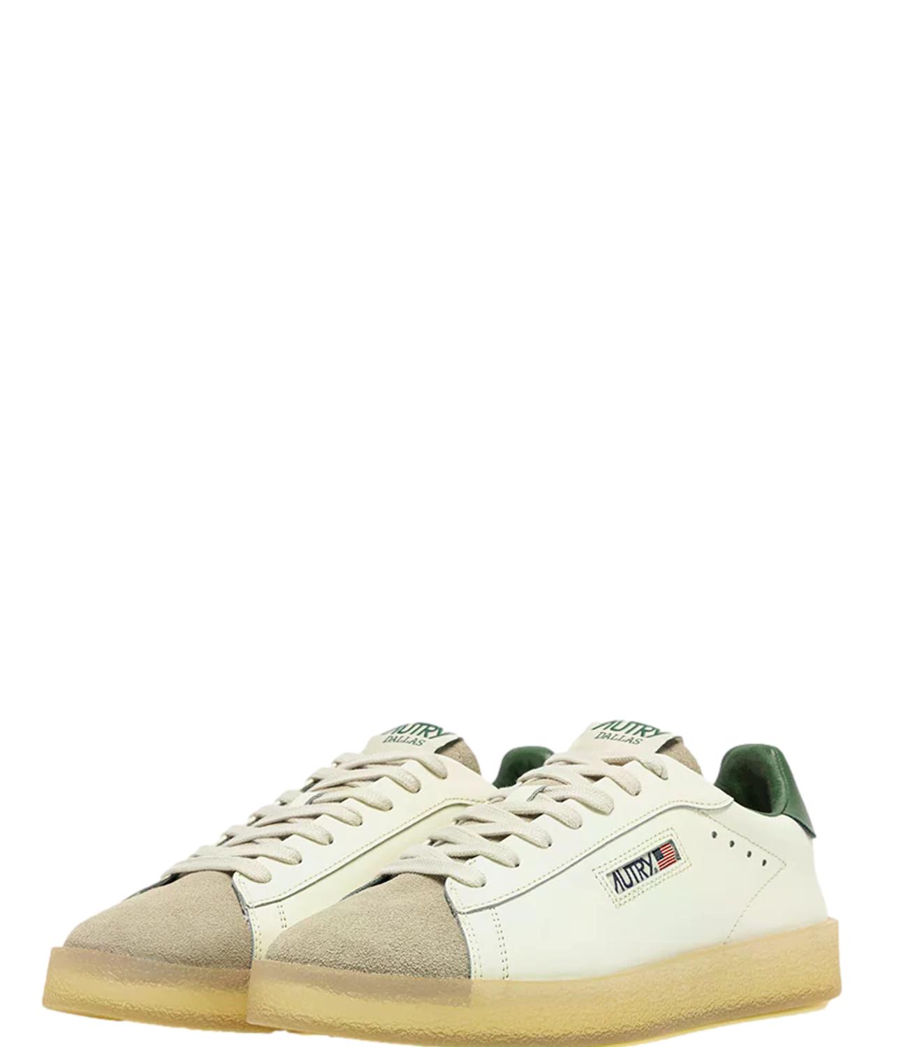 Sneaker Autry bianca e beige con dettaglio verde Uomo