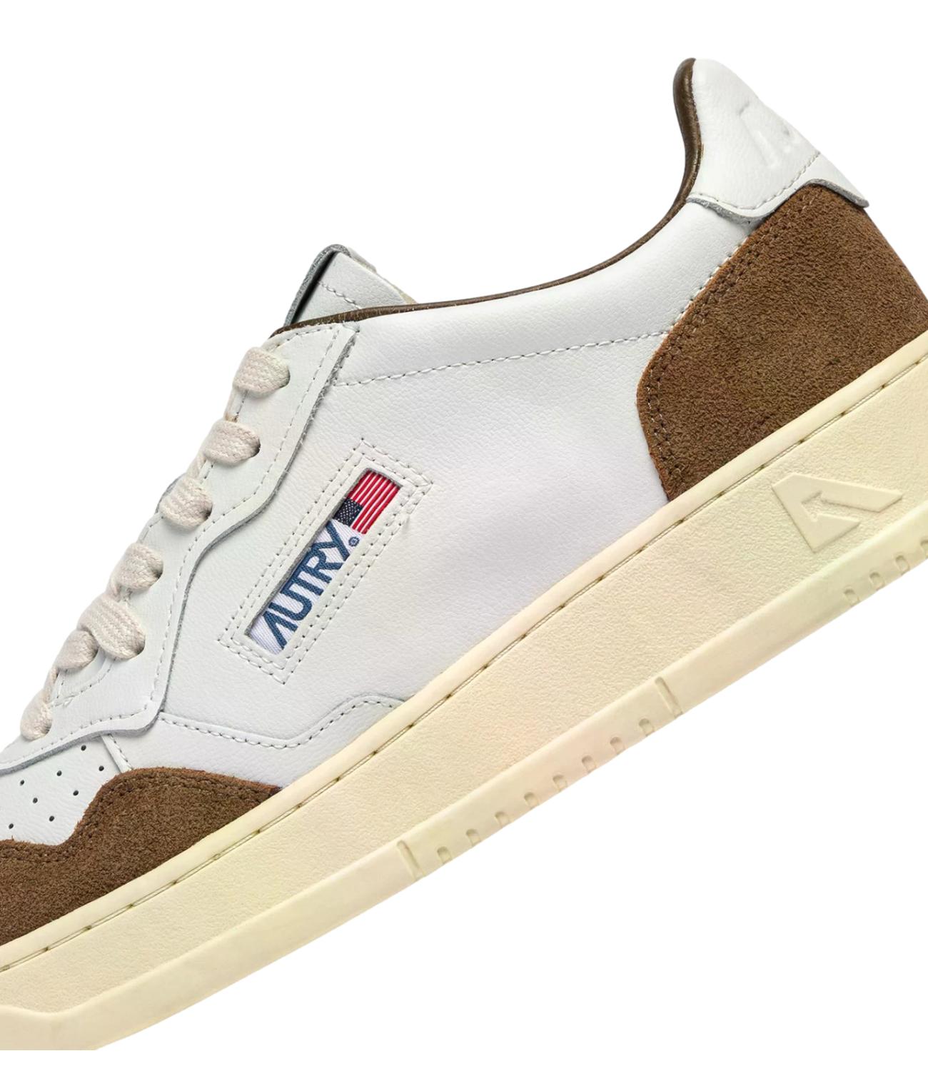 Sneaker Autry bianca e marrone con inserti in suede Uomo