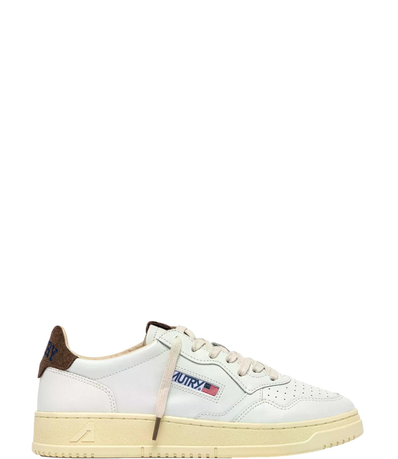 Sneaker Autry bianca in pelle con dettaglio marrone Uomo